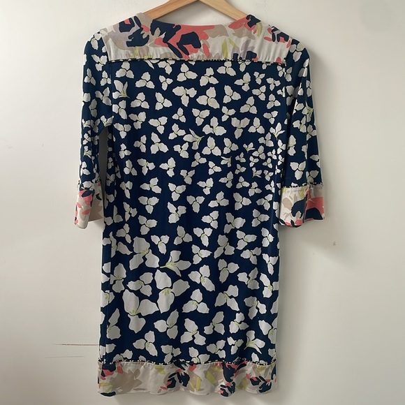 Diane Von Furstenberg DVF Trella Dress Silk Floral Laced Shortsleeves Blue 2 - Picture 10 of 10